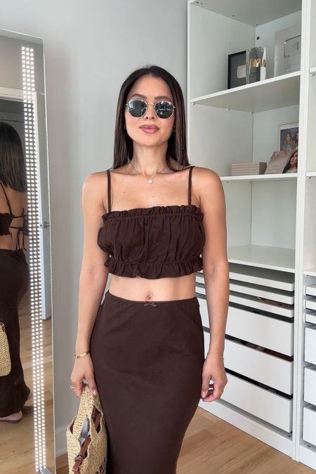 Vacation outfit inspo! This set comes in several colors! Brown is so pretty. 
Top: medium
Skirt: smalll