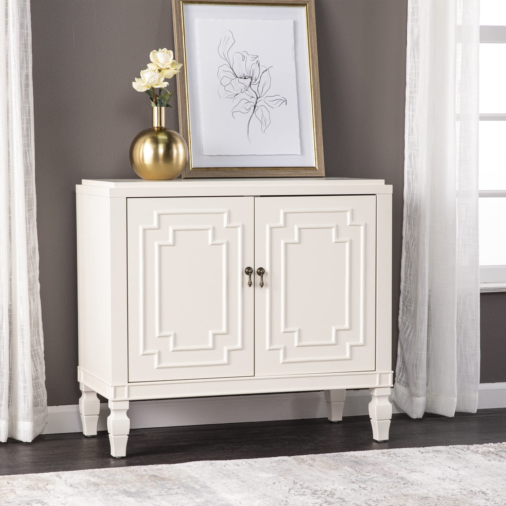 Tropman Antique White Double-Door Accent Cabinet | Amazon (US)