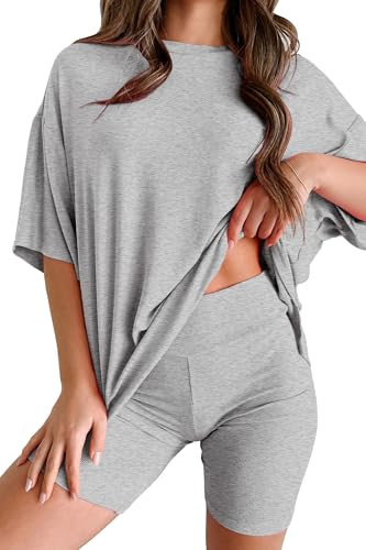 Amazon.com: Huniam Women's 2 Piece Lounge Set 2026 Summer Outfit Short Sleeve Oversized Tshirts &... | Amazon (US)
