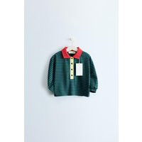 Zara - Zara Timeless - Contrast Collar Striped Polo - Mid-Green - 5 Years (43,3 Inches) - Kids | Zara US