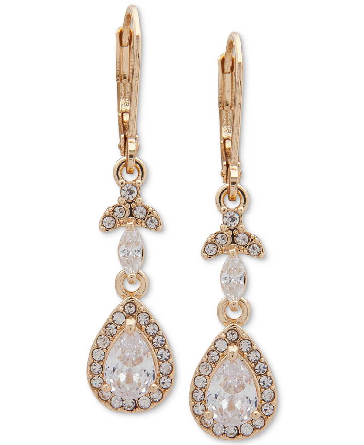 Anne Klein Gold-Tone Crystal Teardrop Chandelier Earrings - Multi | Macy's