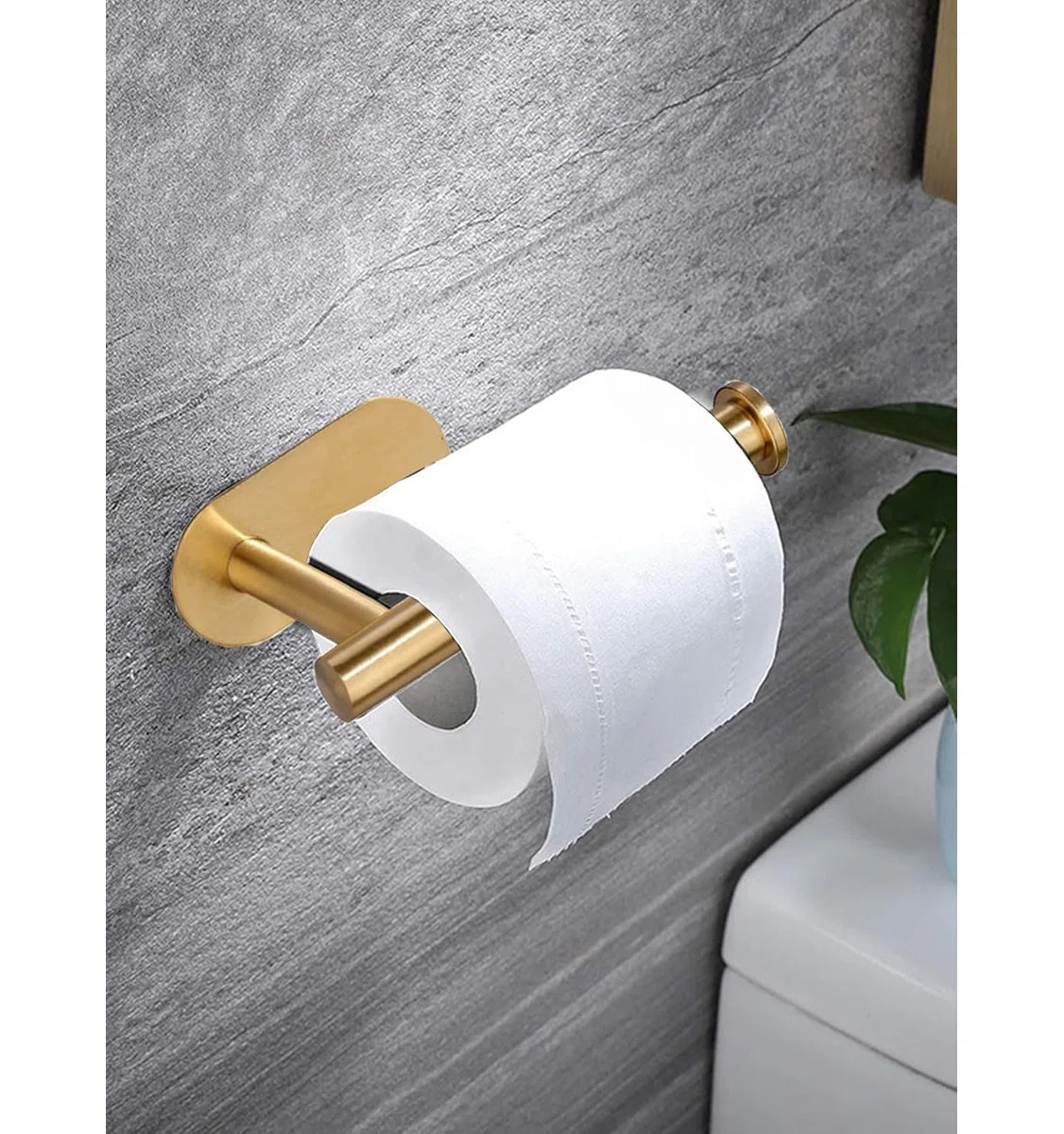 Sleek Black Stainless Steel Bathroom Adhesive Toilet Paper Holder With Nano Tape | Wayfair North America