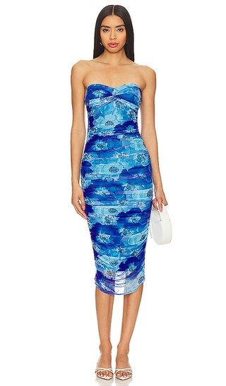 Micayla Ruched Dress in Blue Floral | Revolve Clothing (Global)