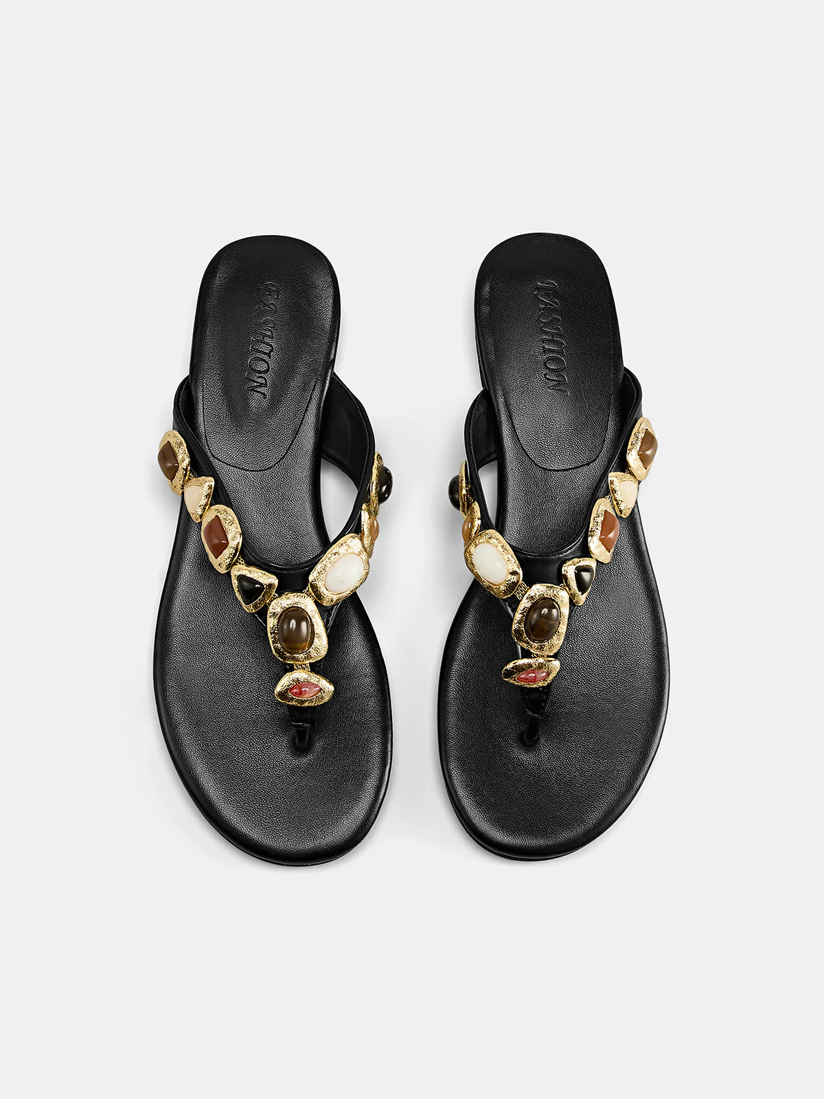 Gemstone Embellished Thong Sandals | Commense
