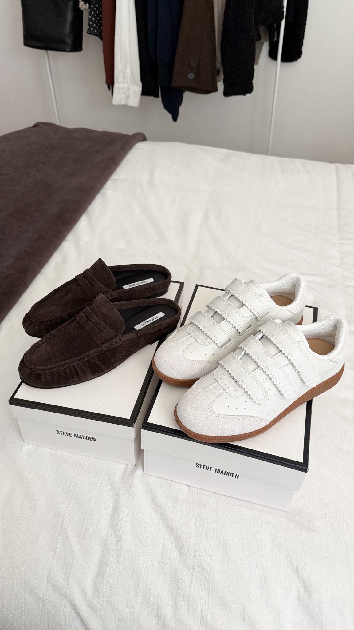 Steve Madden Spring Shoes

Rafe Chocolate Brown Suede Slip-OknMule Flat
Momentum White Velcro Low-Top Sneaker

both run true to size!
@Steve Madden US #adtrendstrends

#LTKspringtrends #LTKhaul #LTKspring