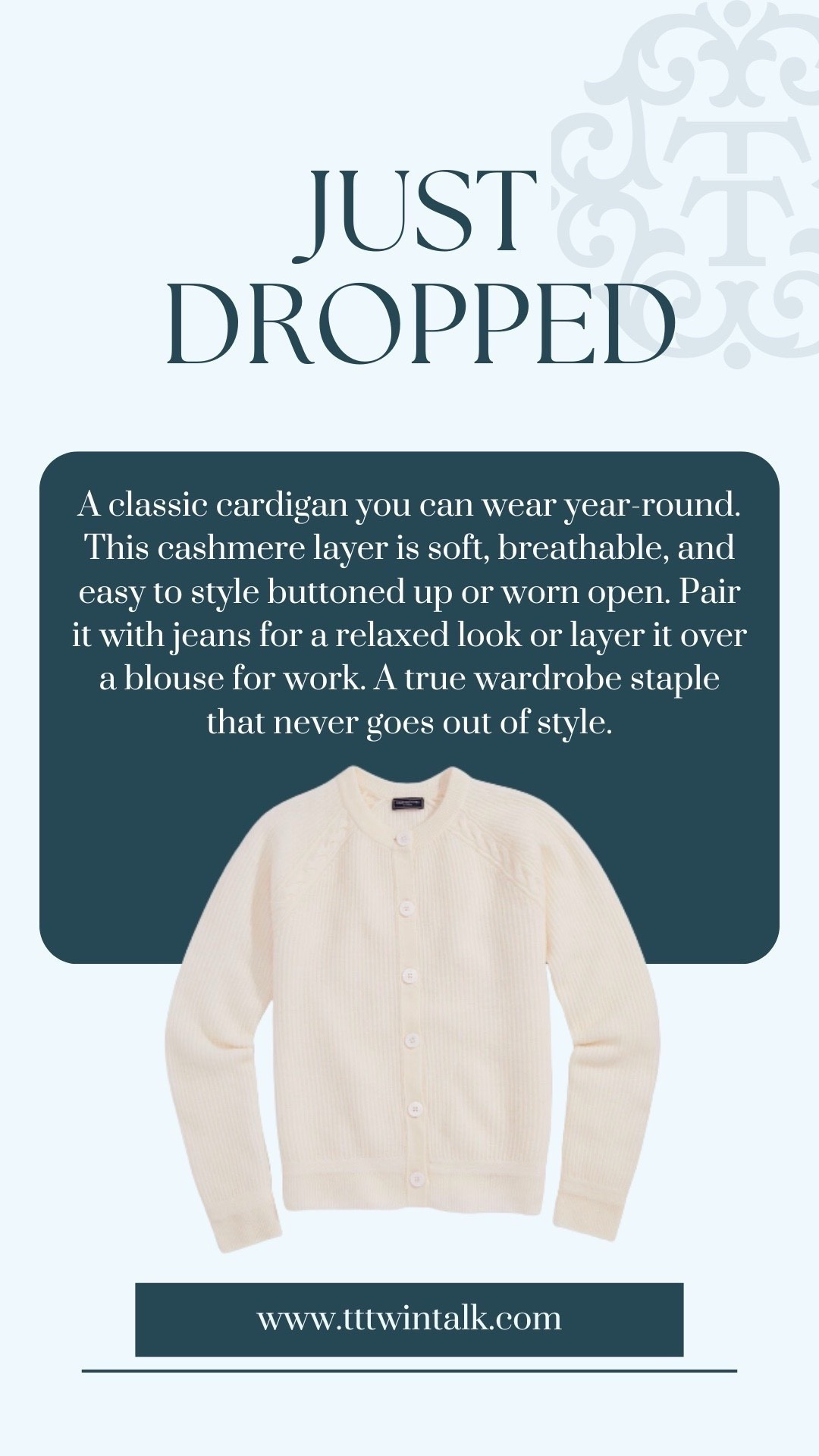 A classic cardigan you can wear year-round. This cashmere layer is soft, breathable, and easy to style buttoned up or worn open. Pair it with jeans for a relaxed look or layer it over a blouse for work. A true wardrobe staple that never goes out of style.

#LTKSeasonal #LTKMidsize #LTKOver40