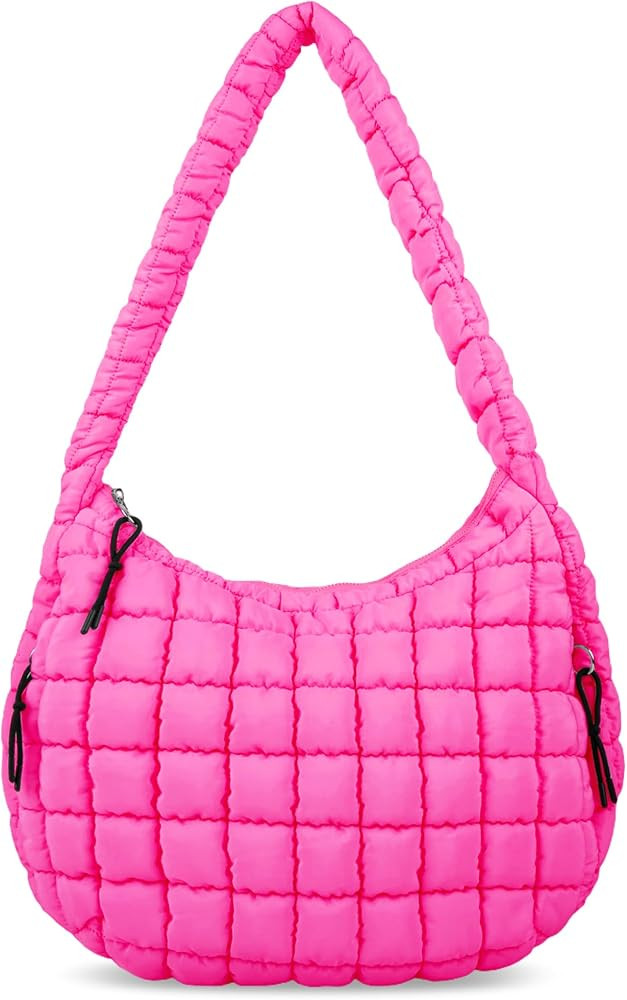 Puffer Tote Bag for Women, Large Quilted Tote Bag Puffy Crossbody Bag with Zipper, Nylon Quilted ... | Amazon (US)