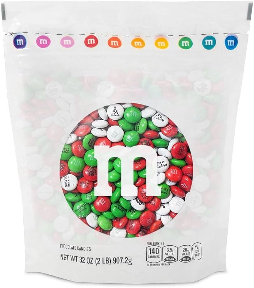M&M’S Christmas Bulk Candy, 2 Pounds, Holiday Color & Designs for Christmas Snacks & Treats, Ca... | Amazon (US)