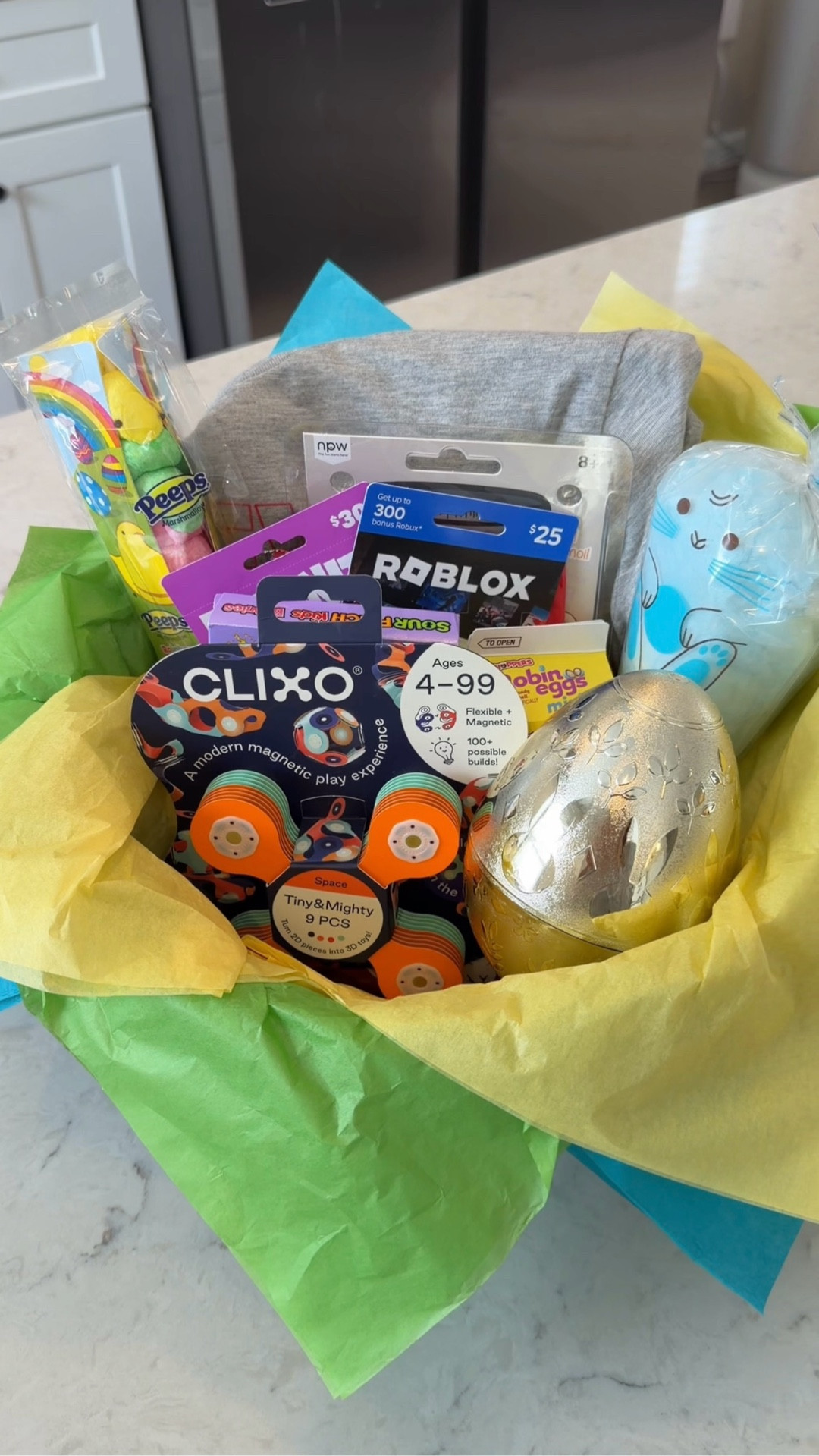 Making my teen son’s Easter basket 🐰💛