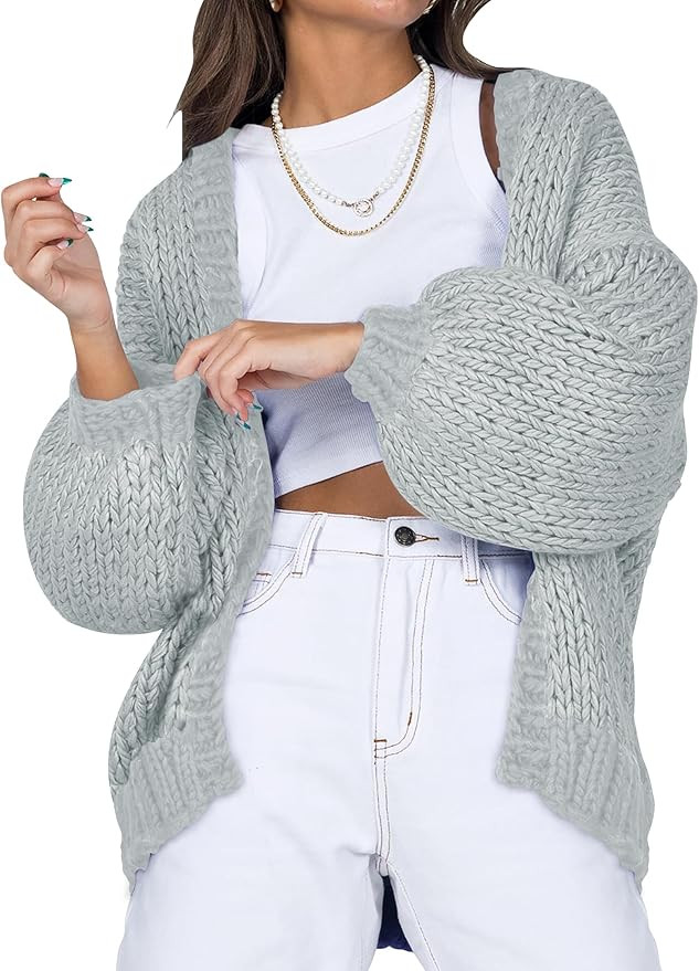 Cakulo Chunky Cardigan Sweaters for Women 2024 Oversized Fall Knit Sweater Coat Color Block Open ... | Amazon (US)