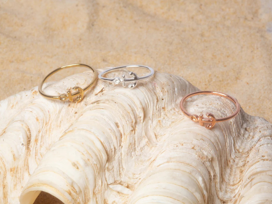 Dainty Sterling Silver Anchor Ring Silver Anchor Ring Anchor Silver Ring Gold Ring Anchor Jewelry... | Etsy (US)