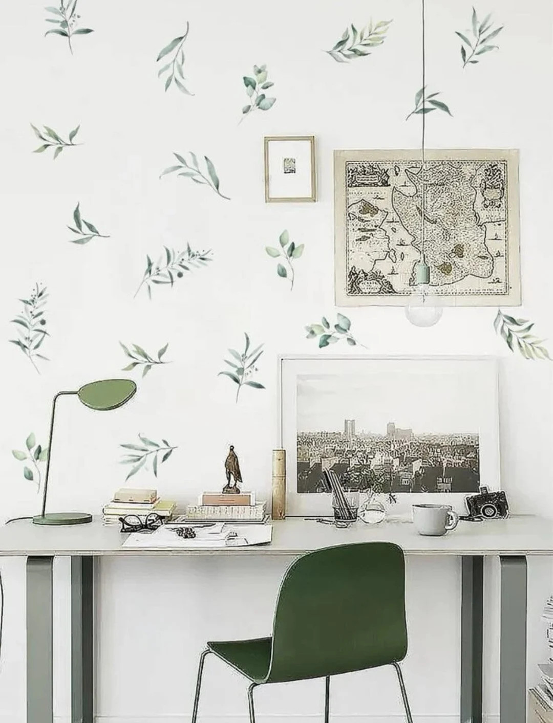 Green leaf print wall stickers - Wall decal - cottage core wall sticker - leaf wall stickers | Etsy (US)