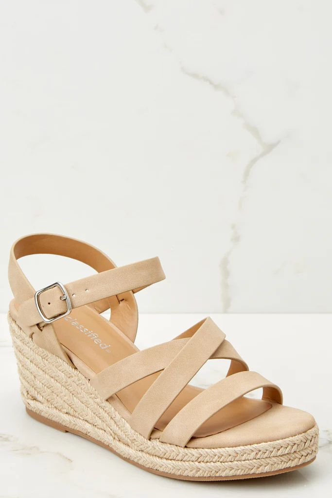 Make The Right Move Taupe Wedges | Red Dress 