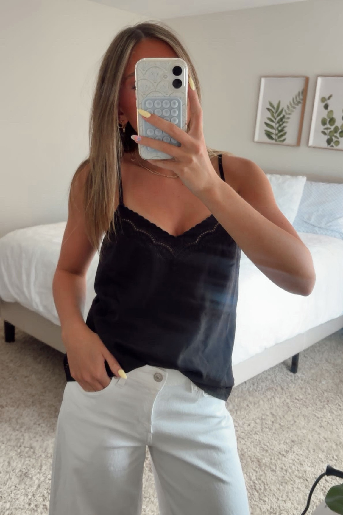 summer outfit inspo!! this simple black top with lace trim is so adorable. there are so many walmart finds recently, so many tops and dresses. this top paired with white jeans is a perfect summer outfit for many occasions. 

#walmartfinds #ltkwalmart #ootd #summeroutfit #outfitindpo

#LTKdayinmylife #LTKootd #LTKU