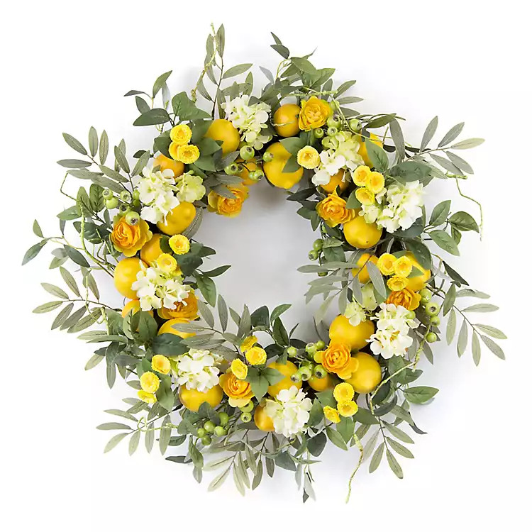 Lemon Floral Sprigs and Foliage Wreath, 28 in. | Kirkland's Home