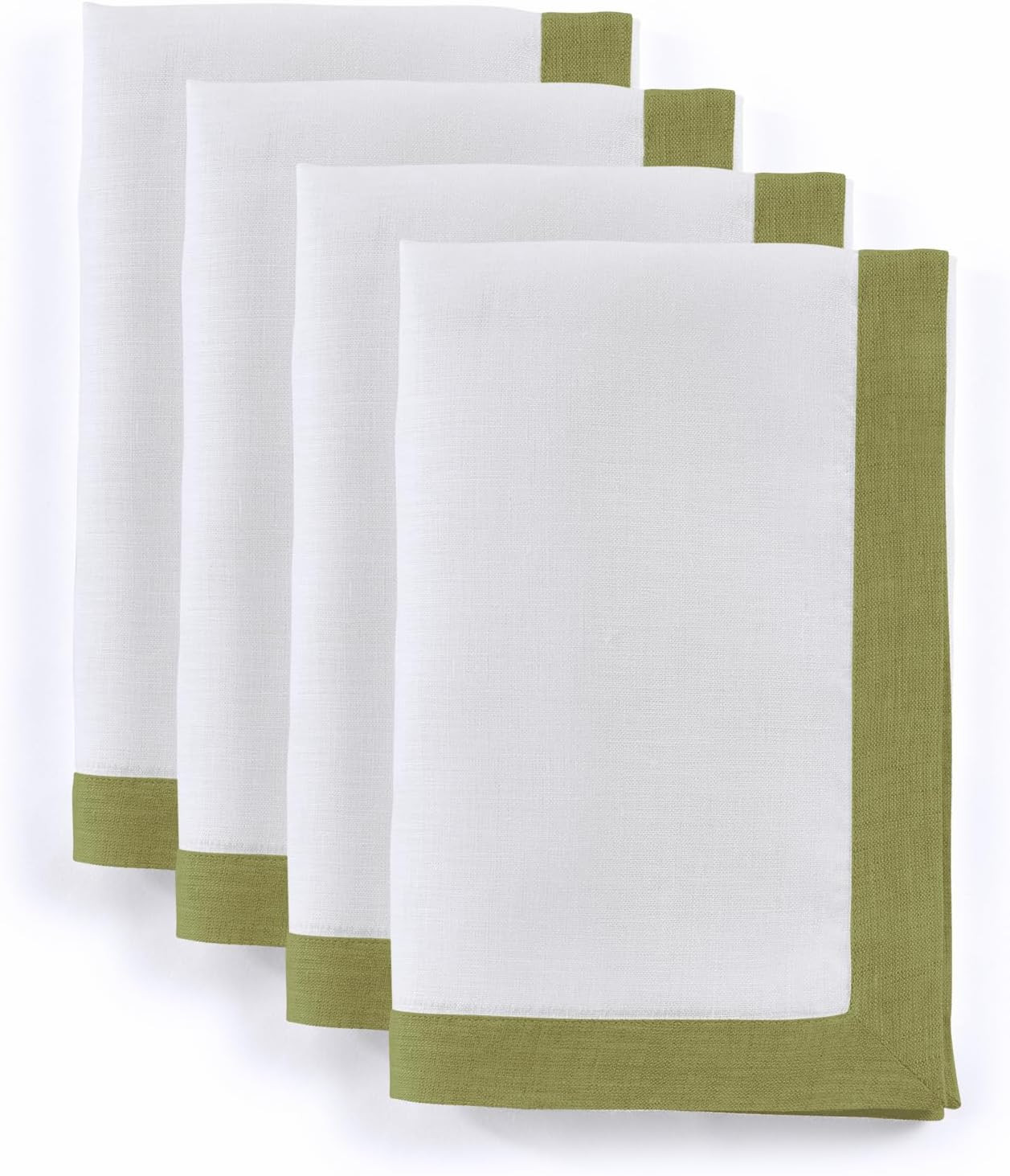 Solino Home 100% Pure Linen Napkins, 20 x 20 in, Avocado Border, Set of 4 | Amazon (US)
