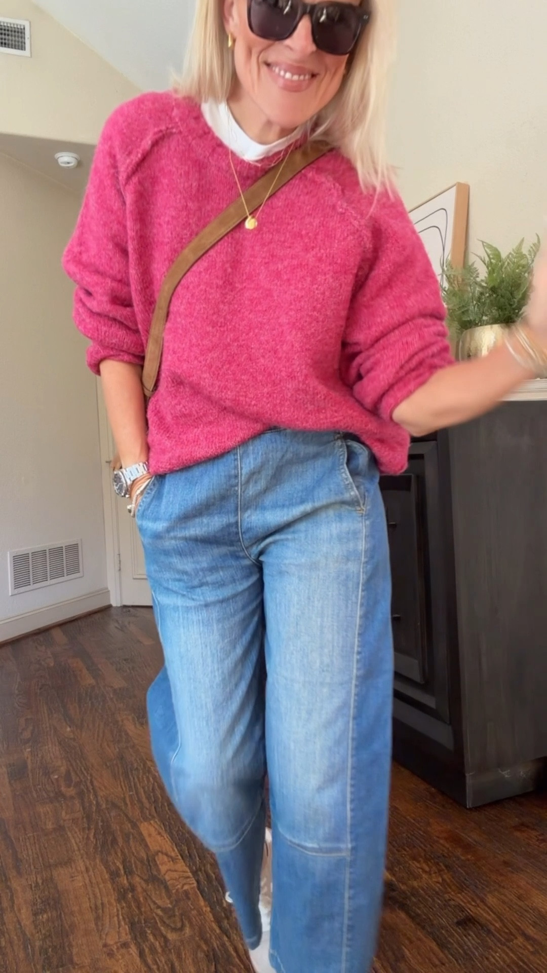 Comfort even on chilly days 

Outfit of the day 

Pants size down one I am in an extra small.
Sweater I did size up one size 2 a medium for an oversized fit - my color is raspberry 

Anthropologie 

#LTKSeasonal #LTKGiftGuide #LTKOver40