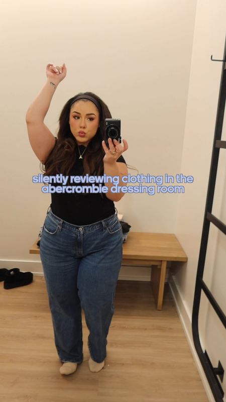 Silently reviewing clothing in the Abercrombie dressing room as a curvy midsize 12/14 (Abercrombie 32/Large) & petite 5’2” 🥰 Been seeing so many of these silent reviews and loving them so I decided to put my little spin on it! How’d you like this concept? Let me know where I should do this next!#LTKMostLoved 

#LTKmidsize #LTKplussize