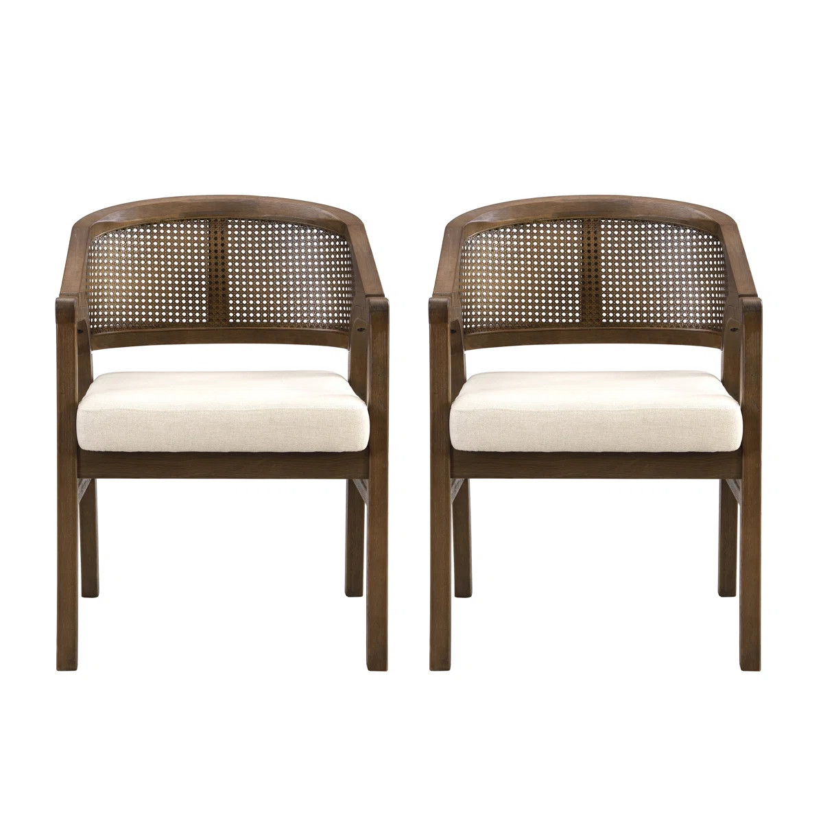 Stanley Wooden Dining Chairs with Cane Back & Upholstered Seat (Set of 2) | Wayfair North America