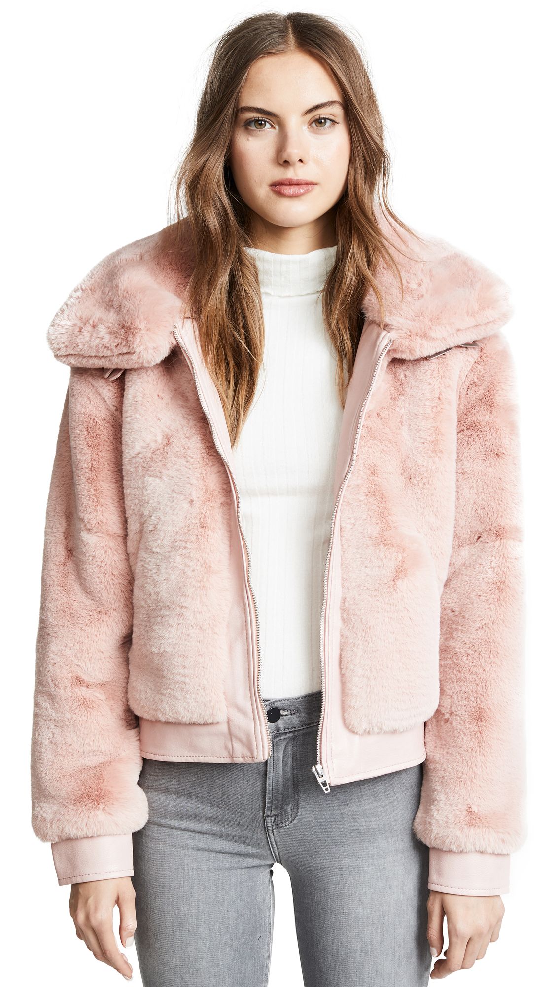 Blank Denim Faux Fur and Vegan Leather Bomber Jacket | Shopbop