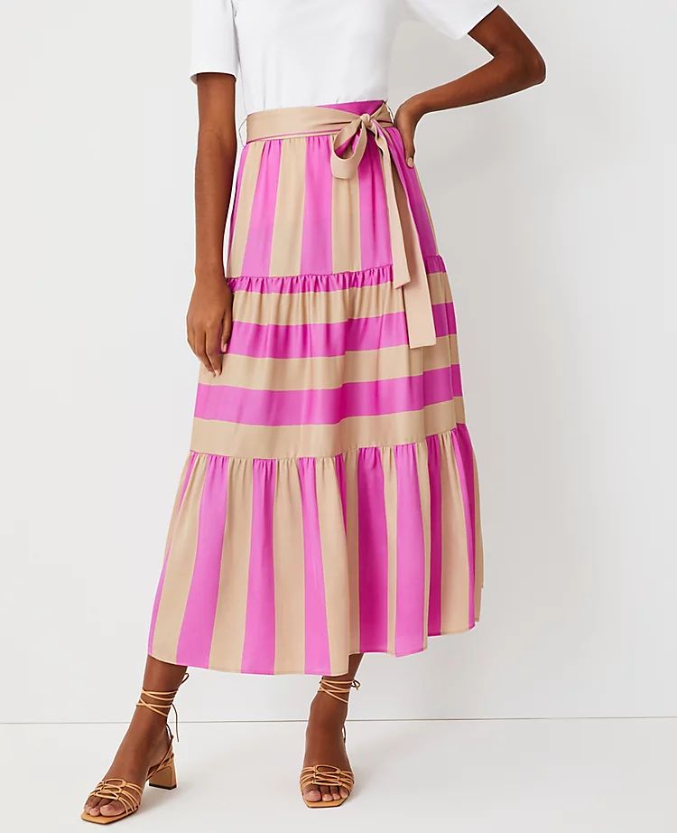 Striped Tie Waist Maxi Skirt | Ann Taylor (US)