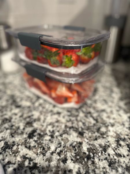 These food storage containers are great for meal prep, leftovers and storing fruit! Did you know washing fruit like strawberries and blueberries with vinegar & baking soda and rinsing in cold water is one of the best cleaning methods! Storing the washed fruit in these containers or a glass container is the KEY to making your fruit last longer! 

#LTKtravel #LTKSeasonal #LTKhome