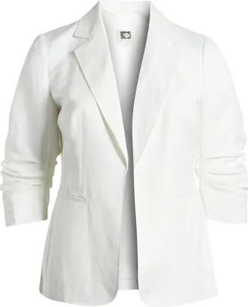 Scrunched Sleeve Linen Blend Blazer | Nordstrom