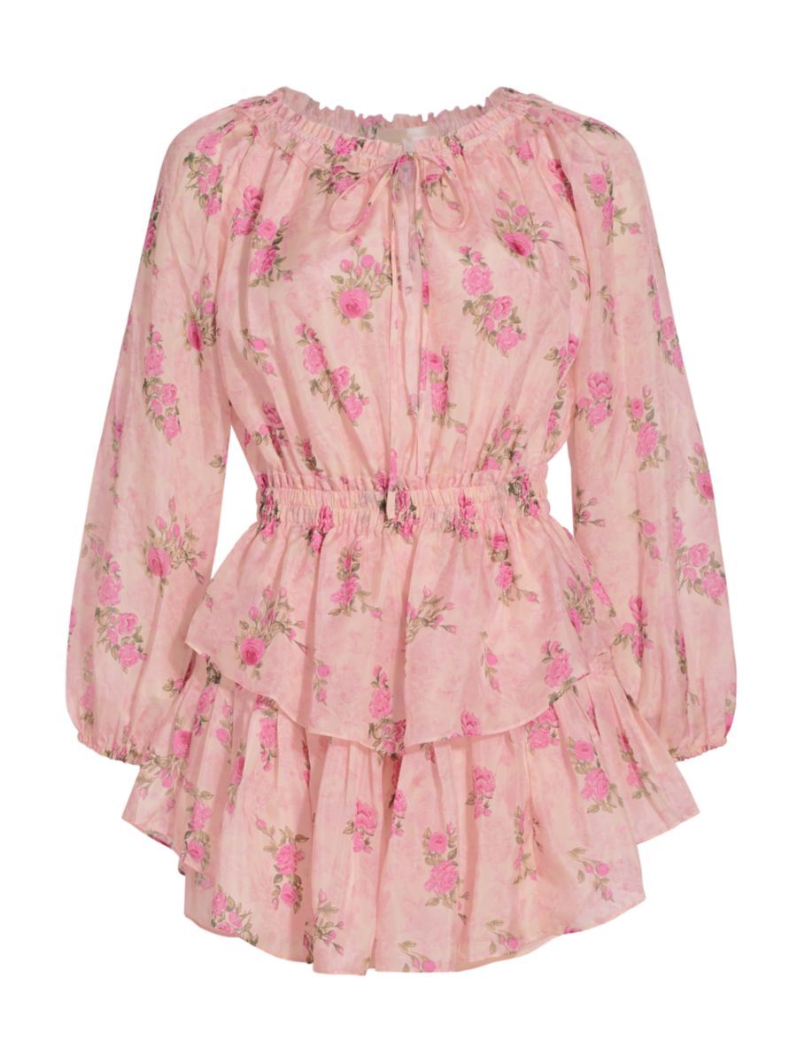 Rose Silk Popover Minidress | Saks Fifth Avenue