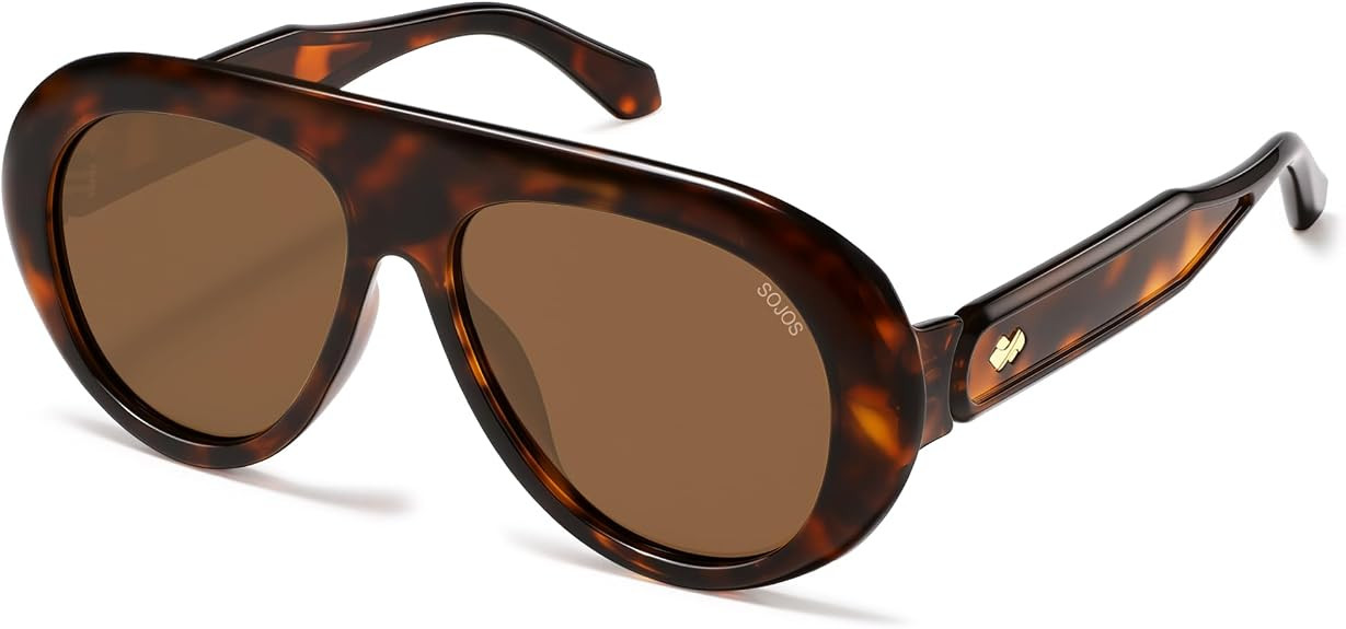 SOJOS Trendy Oversized Polarized Aviator Sunglasses Womens Men SJ2390 | Retro Vintage 70s Style U... | Amazon (US)