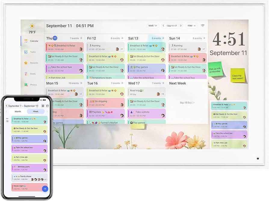 Digital Calendar 15.6 Inch, Electronic Calendar Chore Family Schedules, Smart Weekly and Monthly ... | Amazon (US)