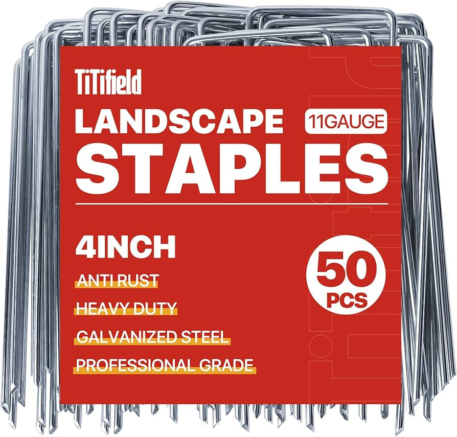 Landscape Staples 4 Inch 50 Pack 12 Gauge, Garden Staples Galvanized Ground Stakes Anti-Rust Land... | Amazon (US)
