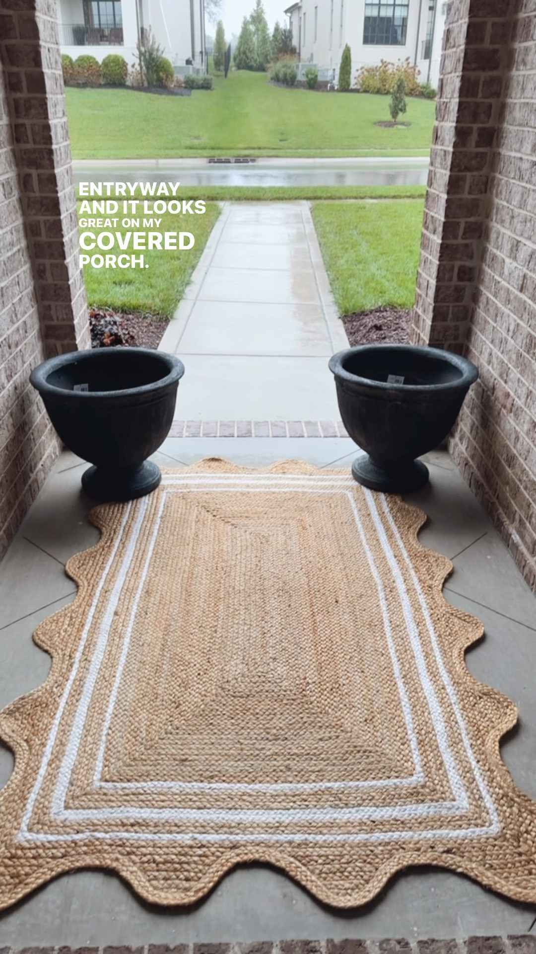 Won’t stop talking about this fun scalloped rug! It found its home on my covered porch. The planters are heavy and big so grab those quality items too! 
Walmart home

#LTKHome #LTKSaleAlert #LTKFindsUnder100
