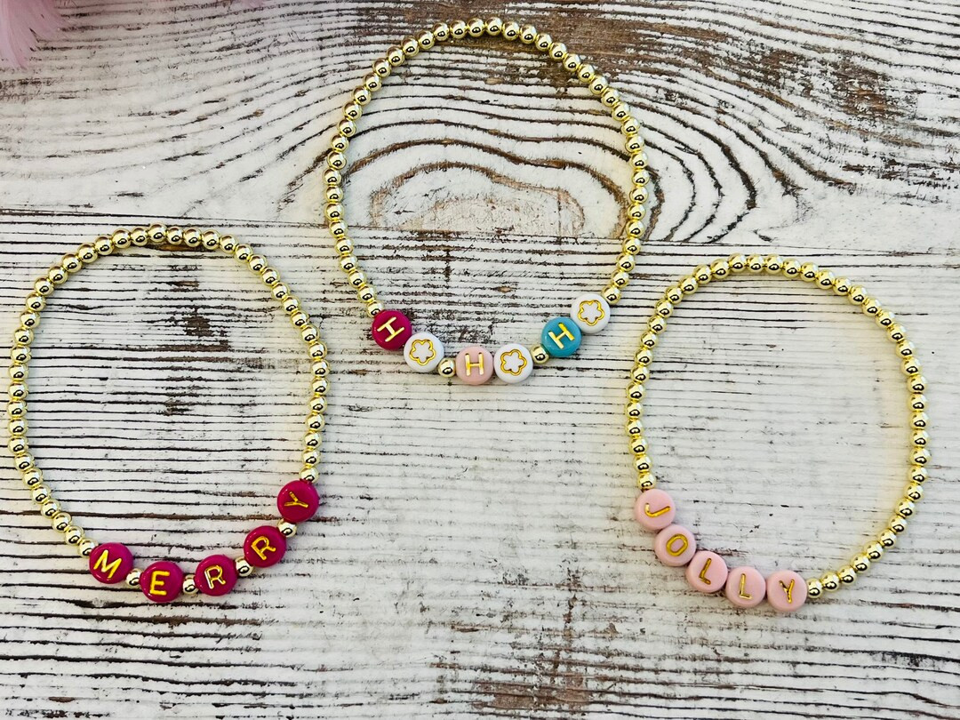 Personalized Holiday Name Bracelet Custom Word Bracelet - Etsy | Etsy (US)