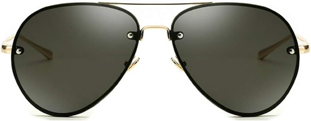 Classic Double Bridge Metal Aviator Sunglasses Retro UV400 Semi-rimless Glasses | Amazon (US)
