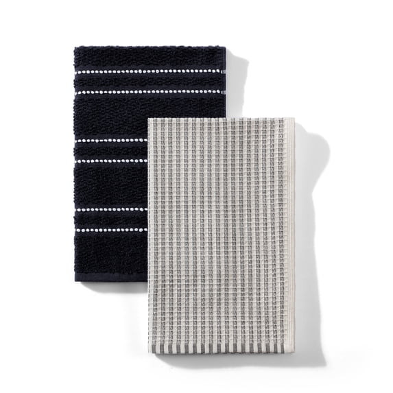 Better Homes & Gardens Rich Black Waffle Kitchen Towel Set, 2-Pack | Walmart (US)