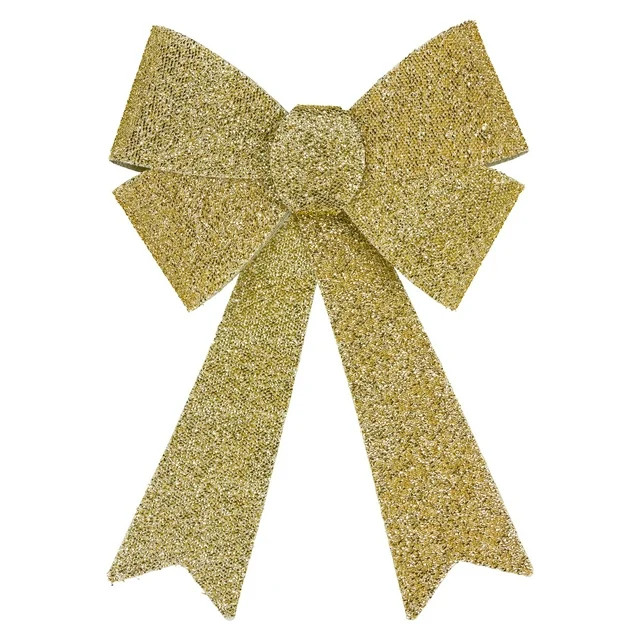 17" Gold Tinsel 4-Loop Bow Christmas Decoration | Walmart (US)