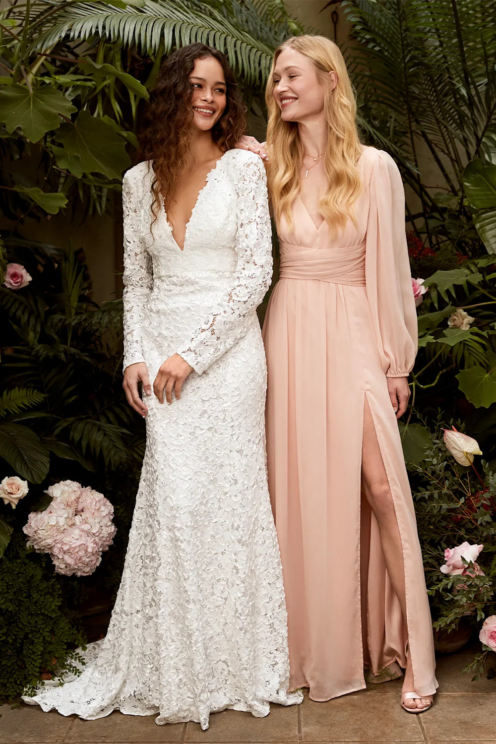 Enchant My Love Blush V-Neck Long Sleeve Maxi Dress | Lulus (US)