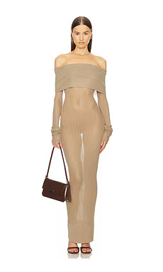 Helsa Justin Maxi Dress in Beige from Revolve.com | Revolve Clothing (Global)
