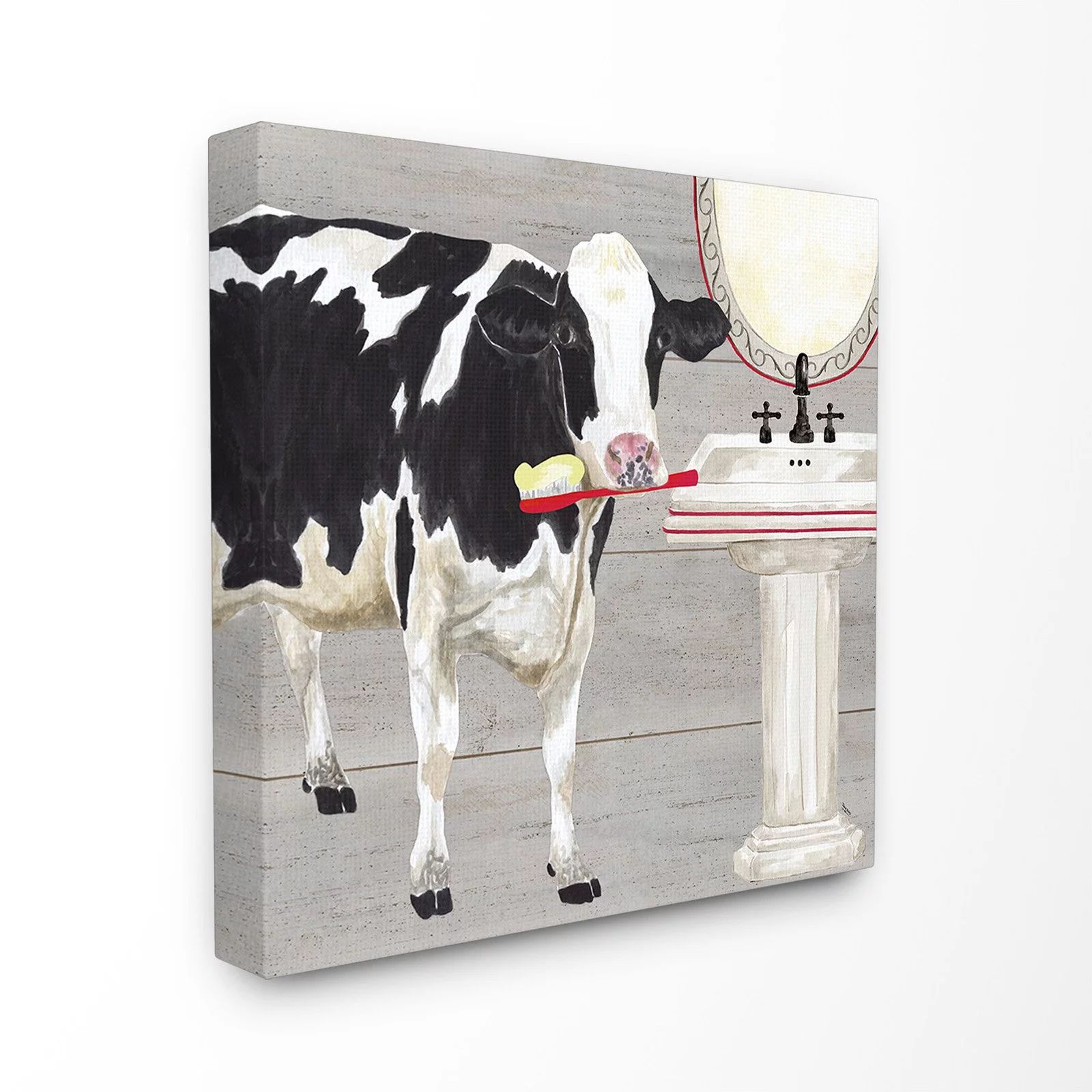 The Stupell Home Decor Collection Bath Time For Cows at Sink Canvas Wall Art - Walmart.com | Walmart (US)