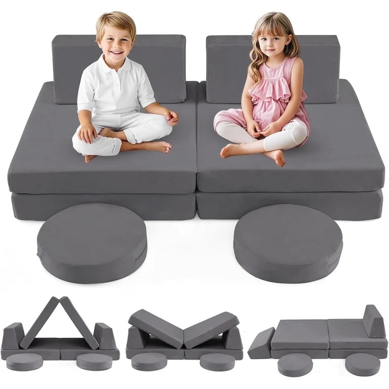 INFANS Modular Kids Play Couch, 6 PCS Toddler Creative Sectional Fort Building Sofa for Playroom,... | Walmart (US)
