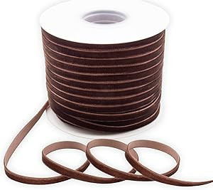 HATIANGE Brown Velvet Ribbon 1/4 Inch X 50 Yards for Gift Wrapping, Hair Bows, Choker, Wedding De... | Amazon (US)