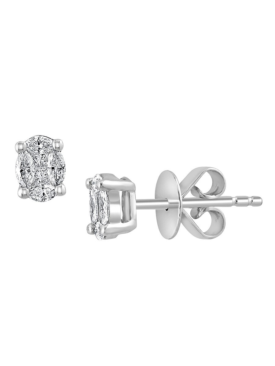 Effy Hematian Women's 18K White Gold & 0.33 TCW Diamond Oval Stud Earrings | Saks Fifth Avenue OFF 5TH