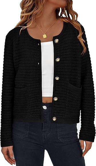 PRETTYGARDEN Open Front Cardigan Sweaters for Women Button Down Long Sleeve Casual Cute Knitted S... | Amazon (CA)