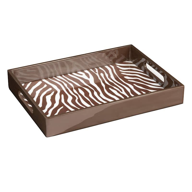 Brown Zebra Lacquer Tray, 15x11 | At Home