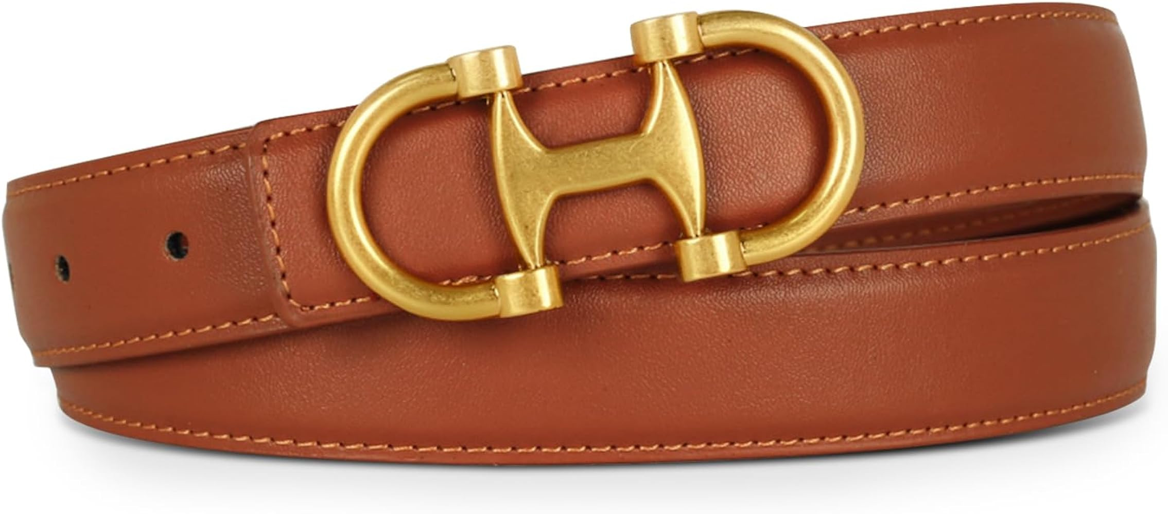 Women's Leather Belt with Buckle - Ideal for Dresses, Jeans, and Coats | Amazon (US)