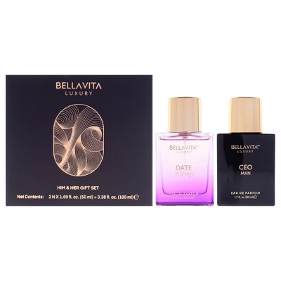 Luxury Him and Her Gift Set by Bellavita for Unisex - 2 Pc Gift Set 1.69oz Ceo Man EDP Spray, 1.69oz Date Women EDP Spray | Target