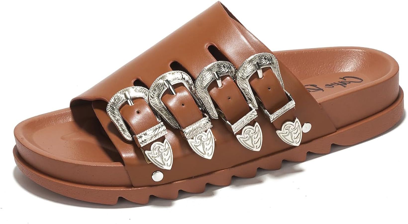 Cape Robbin Aeriela Buckle Slide Sandals for Women - Stylish Buckle Slides Casual Sandals - Comfo... | Amazon (US)
