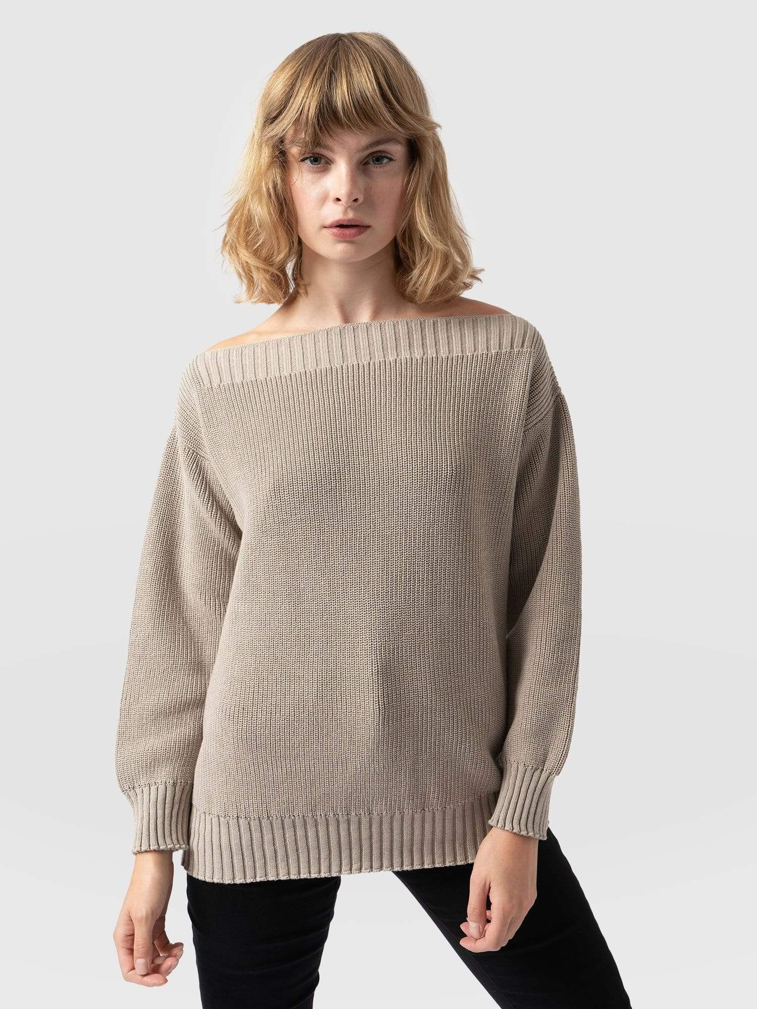Henley Knit Sweater - Beige | Saint + Sofia (Global)