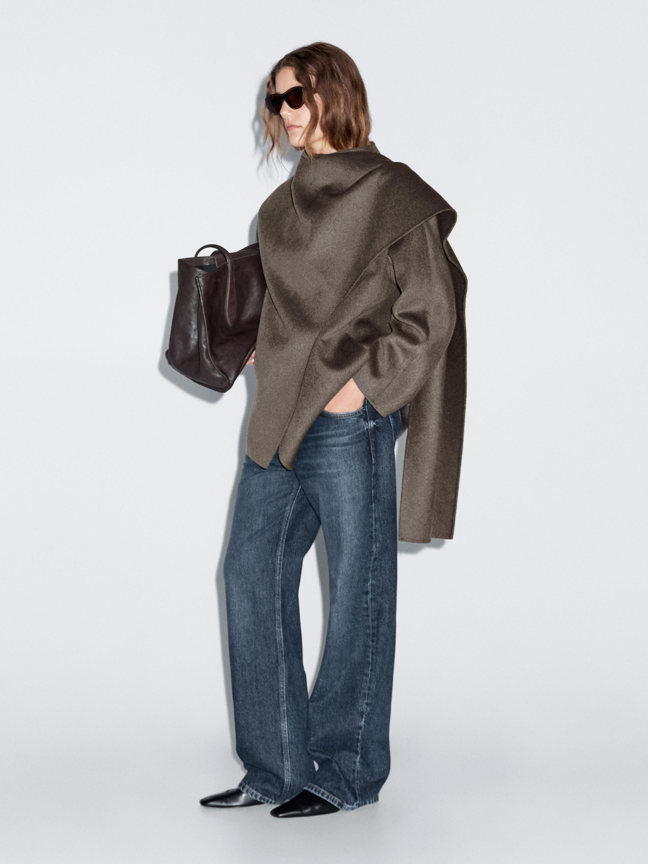 Halblanger Mantel aus Wollmischgewebe mit Schal | Massimo Dutti DE