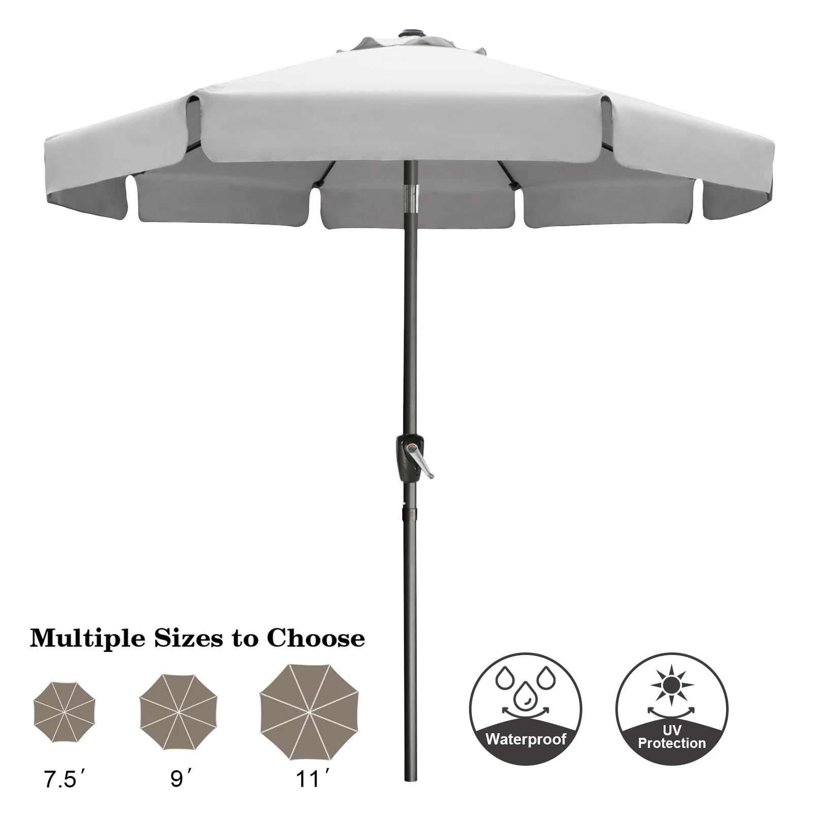 ABCCANOPY 9ft Outdoor Market Patio Umbrella with Push Button Tilt, 13+Colors, Light Gray | Walmart (US)